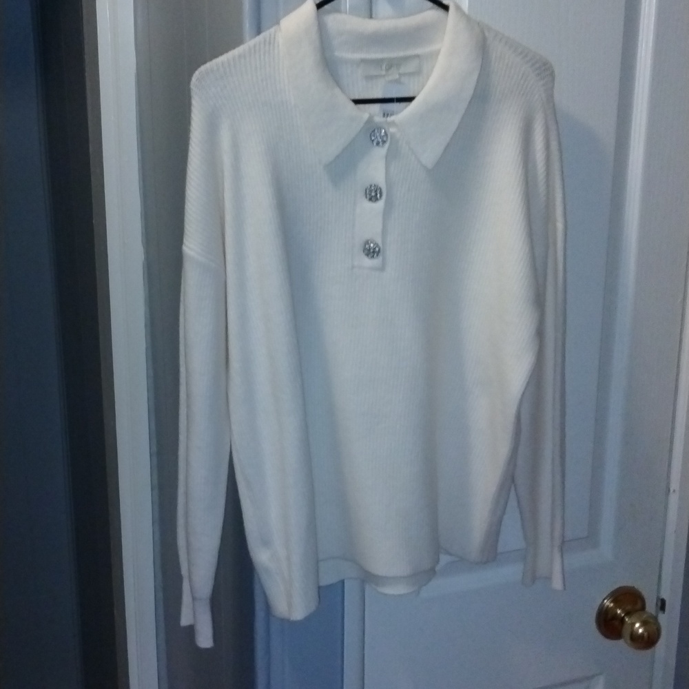 LOFT Cream Sweater with Collar